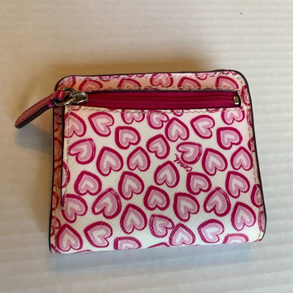 Coach F50776 Pink and White Heart Pattern Wallet - Picture 2 of 4